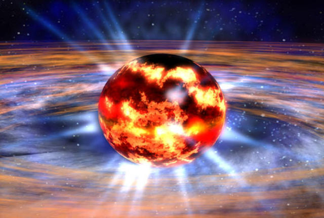 Нейтронная звезда в представлении художника (иллюстрация NASA). 