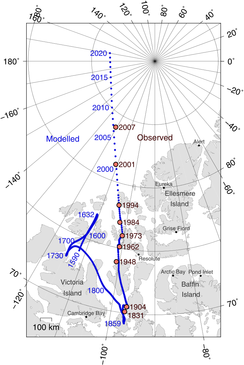 Магнитный полюс на севере земли. Перемещение магнитного полюса земли на карте. Карта движения Северного магнитного полюса. Движение магнитного полюса земли на карте за 10 лет. Движение Северного магнитного полюса земли на карте.