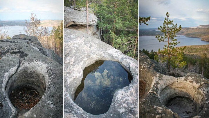 Туристы сфотографировали необычные лунки в горах Урала